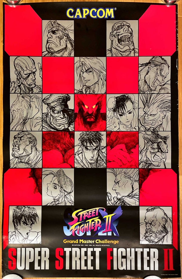 "Super Street Fighter II Turbo", Original Release Japanese CAPCOM promotional poster 1994, Extremely Rare, B1 Size