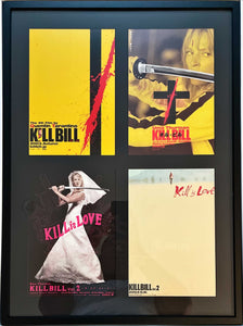 "Kill Bill: Volume 1" & "Kill Bill: Volume 2", 4 Original First Release Japanese Movie Pamphlet-Posters, Rare, FRAMED, B5 Size