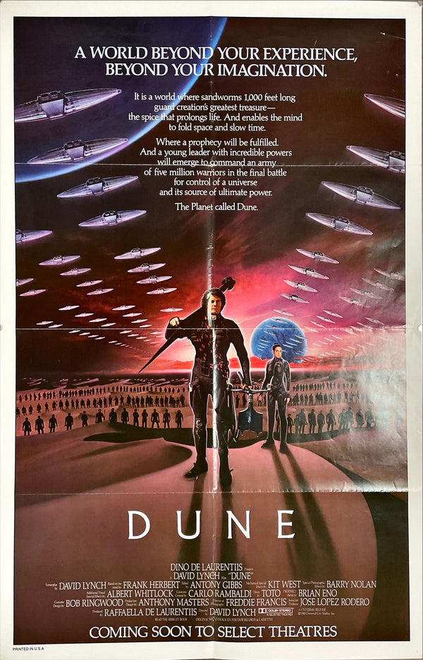 "Dune", Original First Release US ONE SHEET Movie Poster 1984, Size (27 x 41")