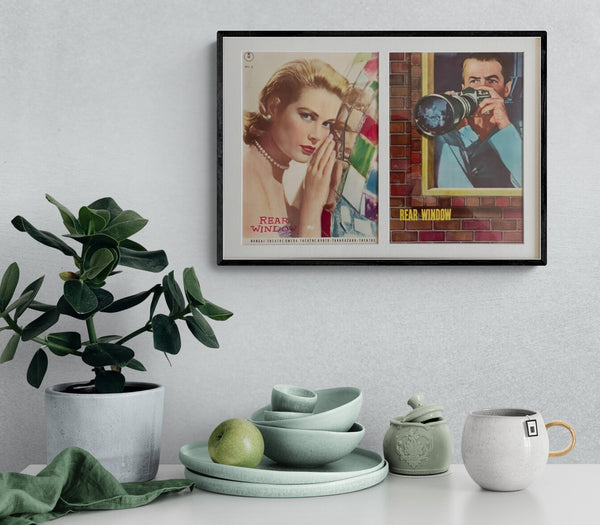 "Rear Window", 2 Original Release Japanese Movie Pamphlet-Poster 1954, Ultra Rare, FRAMED, B5 Size